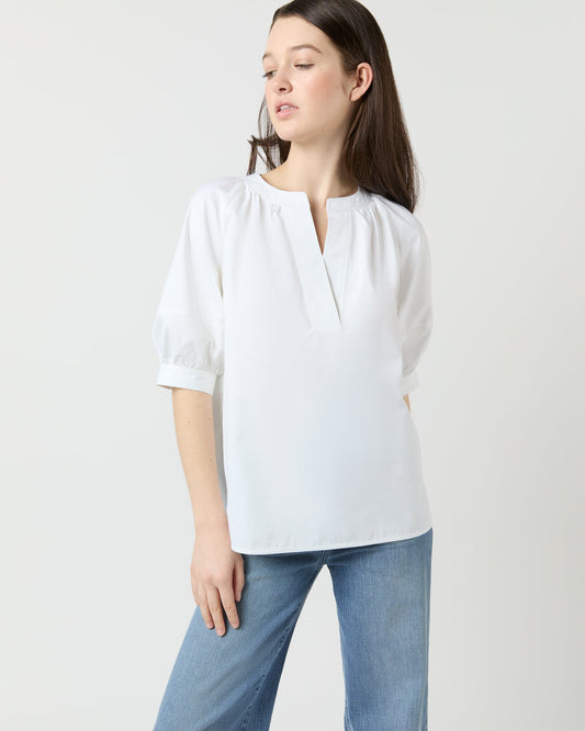 Selina Top in White Poplin