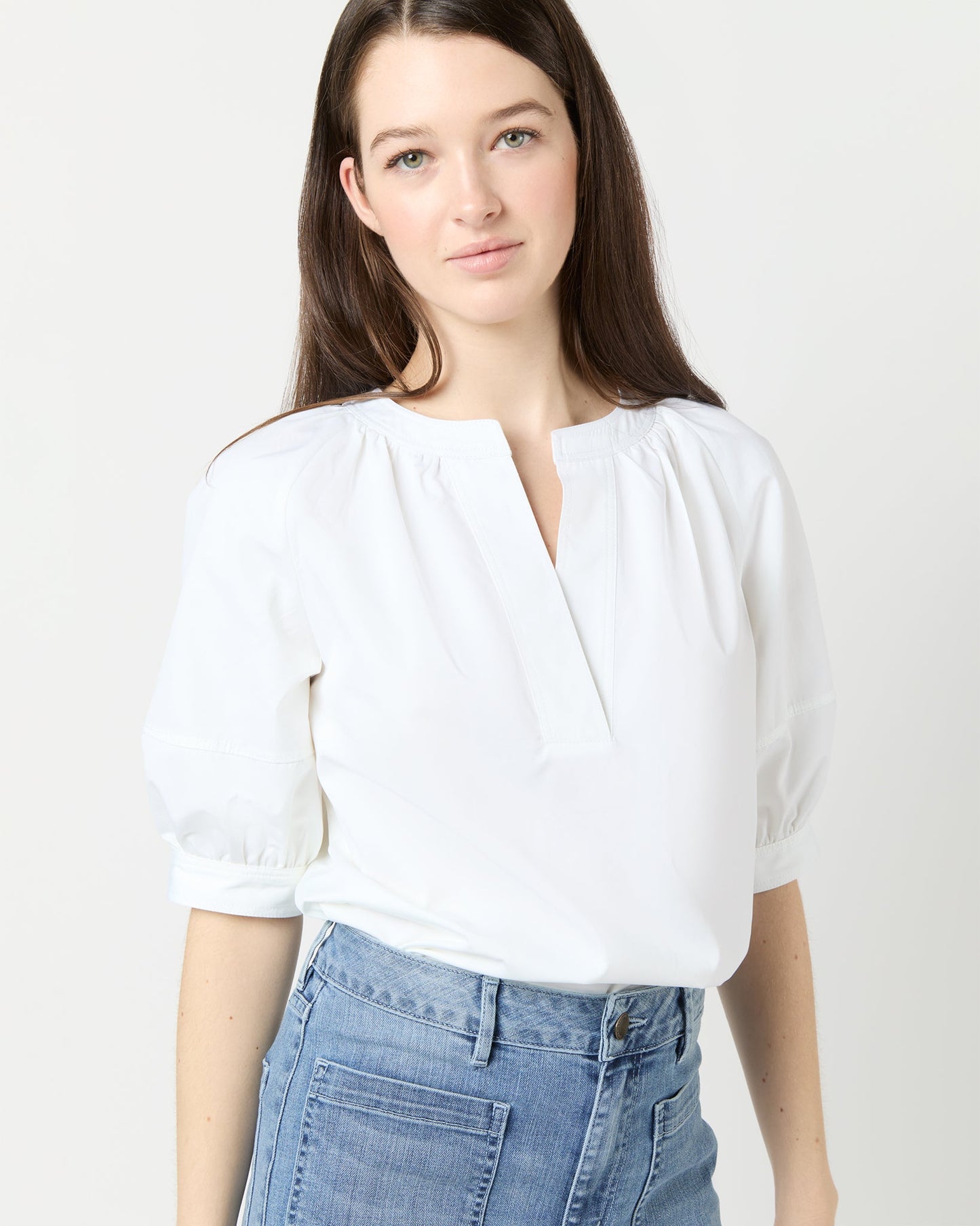 Selina Top in White Poplin