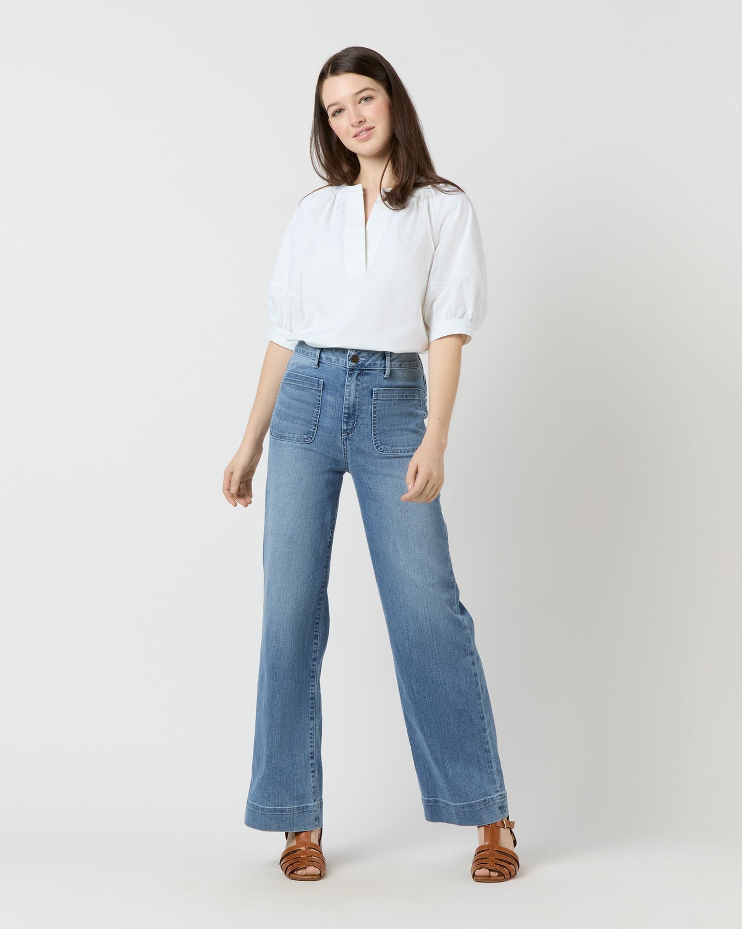 Selina Top in White Poplin