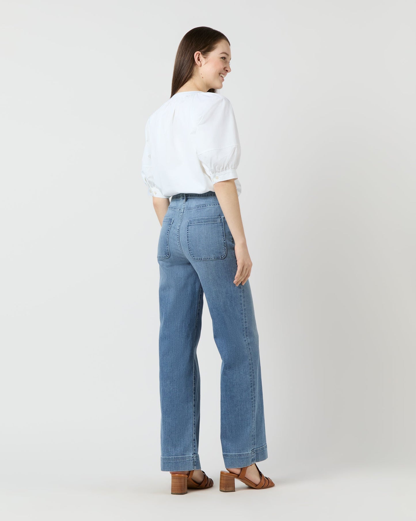 Selina Top in White Poplin