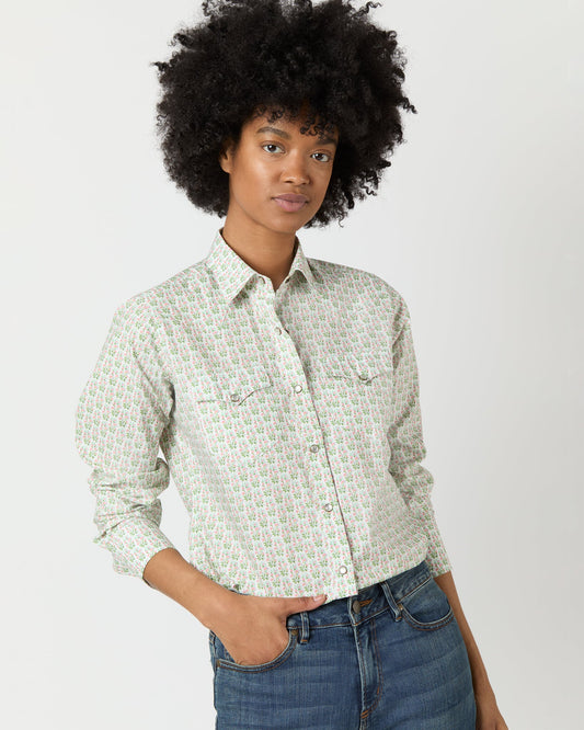 Western Shirt in Green/Pink Viola Hall Liberty Fabric