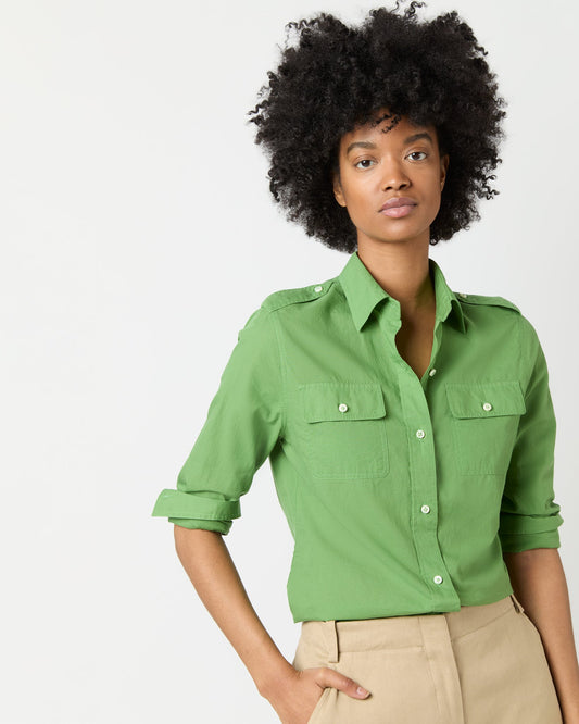 Safari Shirt in Avocado Summer Cloth