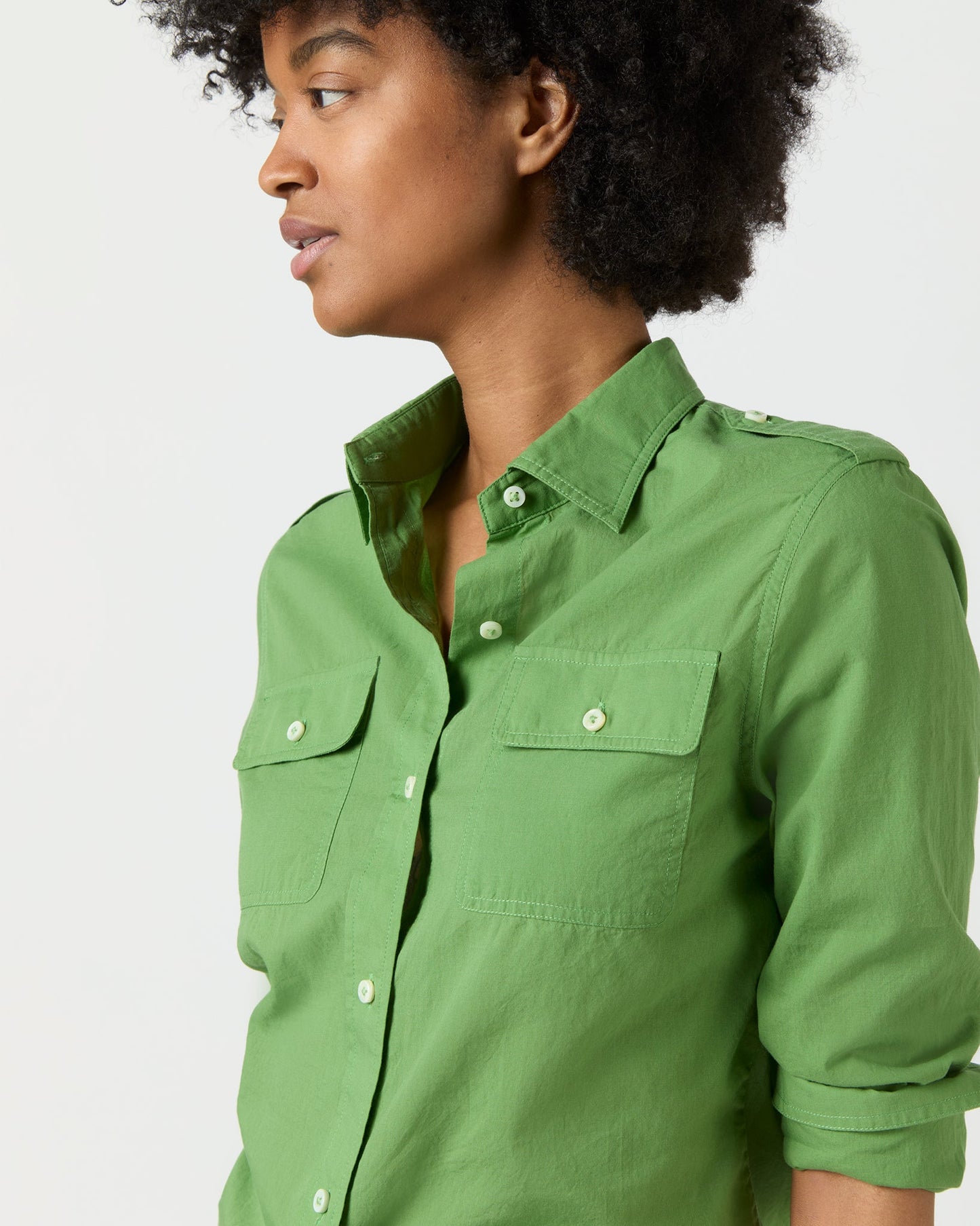 Safari Shirt in Avocado Summer Cloth