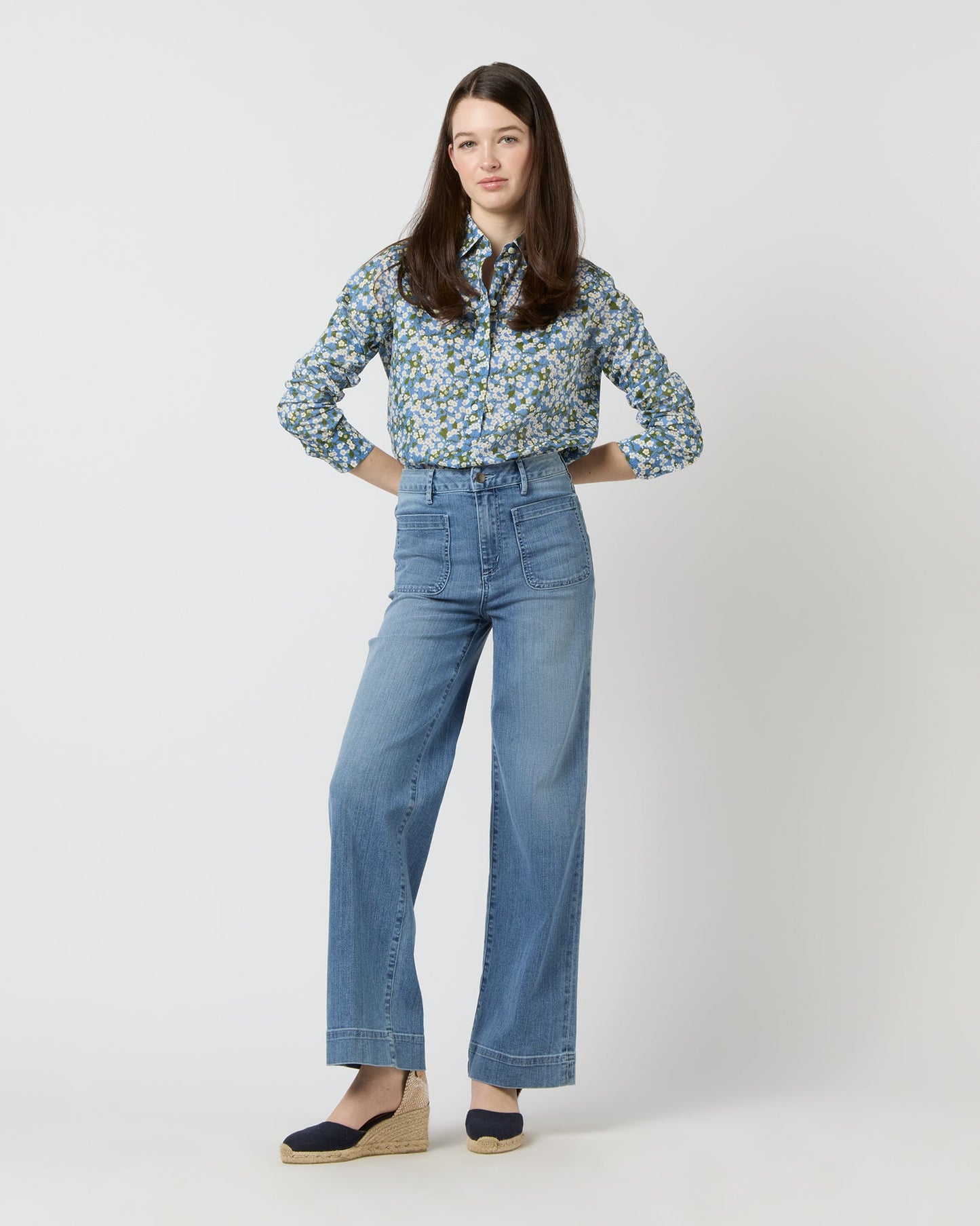 Tomboy Popover Shirt in Blue/Multi Mitsi Liberty Fabric