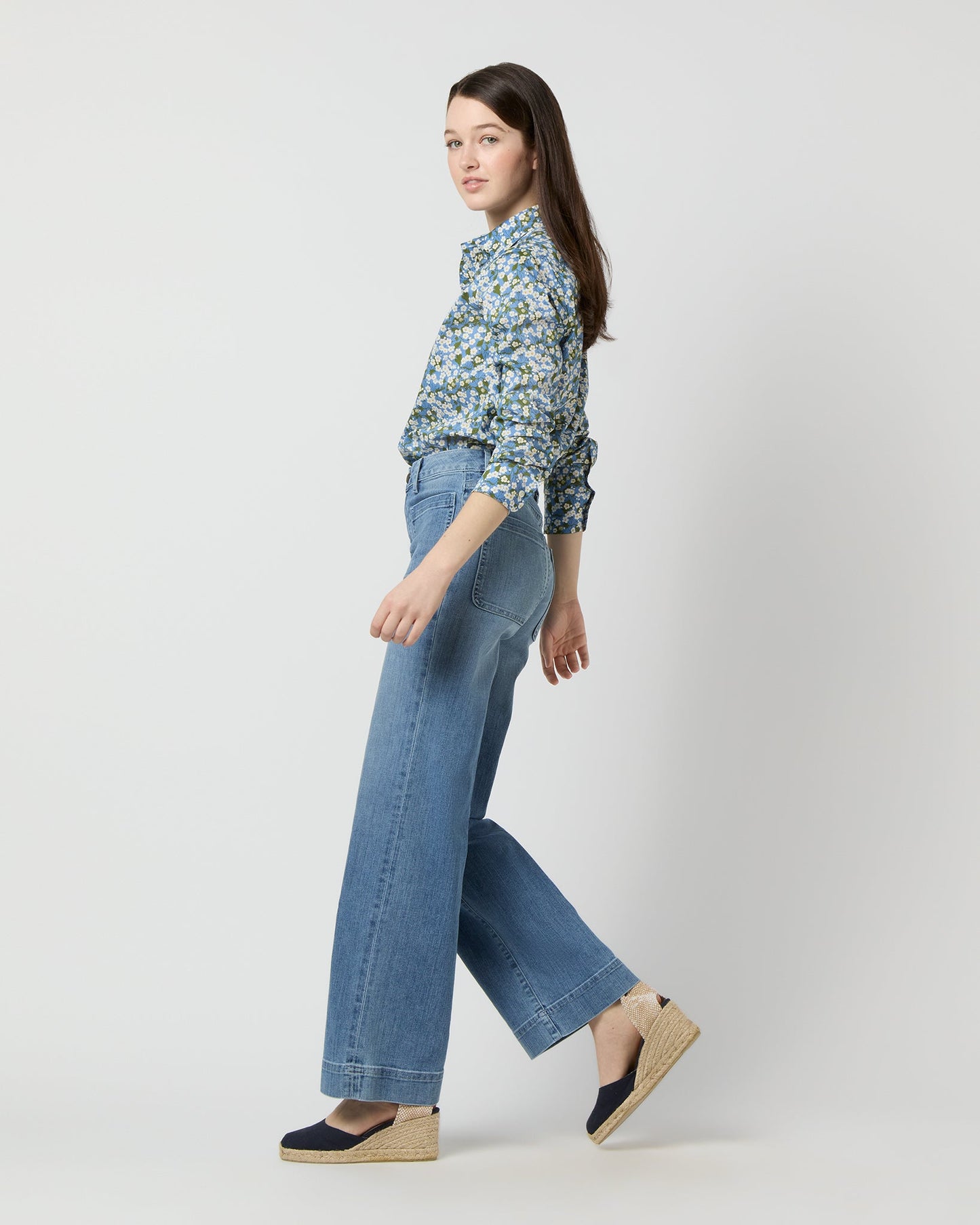 Tomboy Popover Shirt in Blue/Multi Mitsi Liberty Fabric