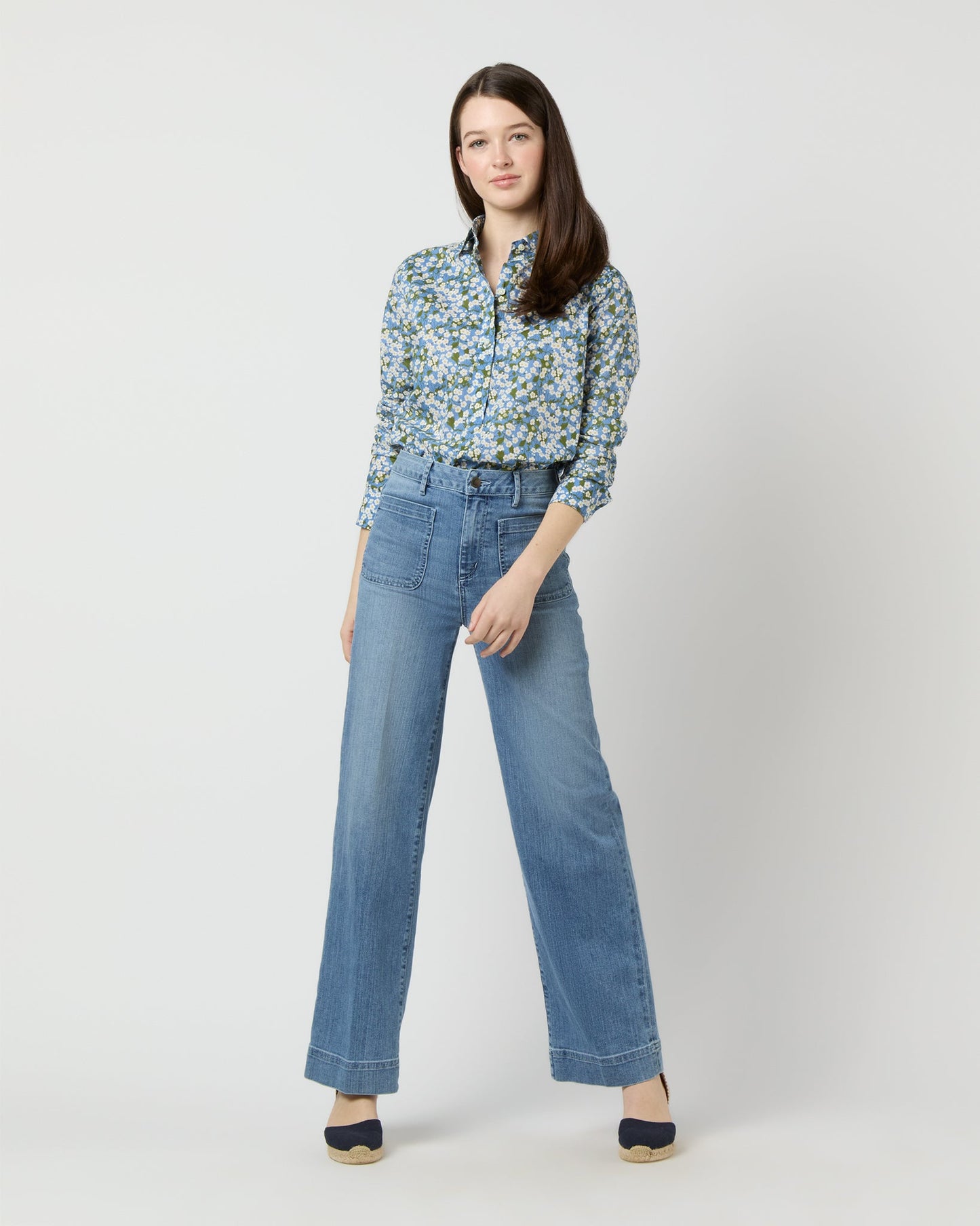 Tomboy Popover Shirt in Blue/Multi Mitsi Liberty Fabric