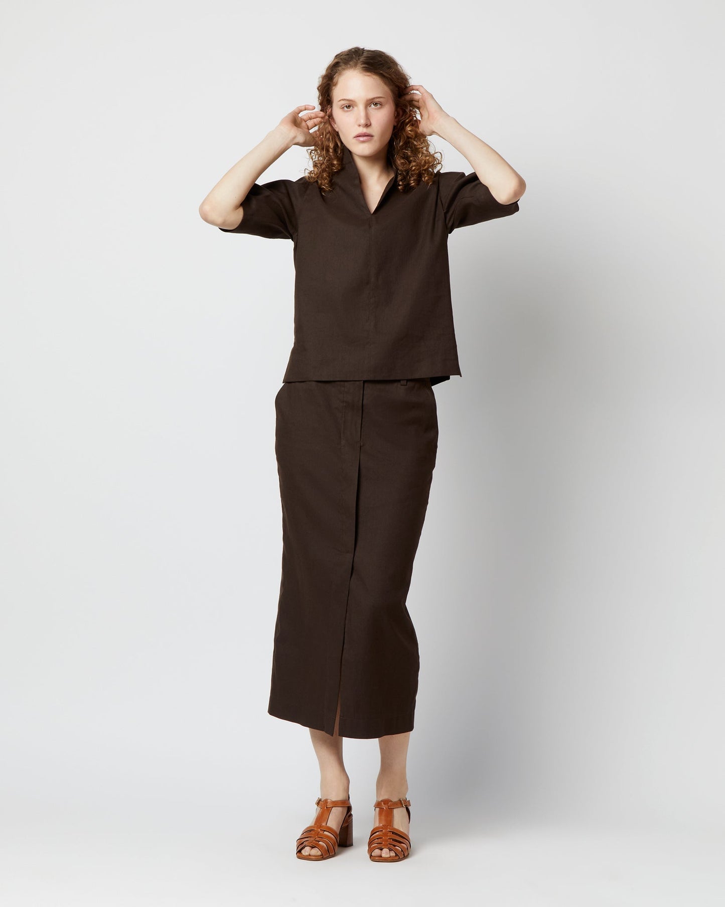 Violetta Top in Chocolate Stretch Cotolino