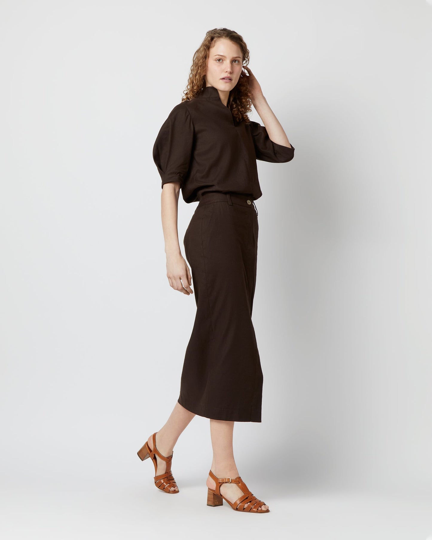 Violetta Top in Chocolate Stretch Cotolino