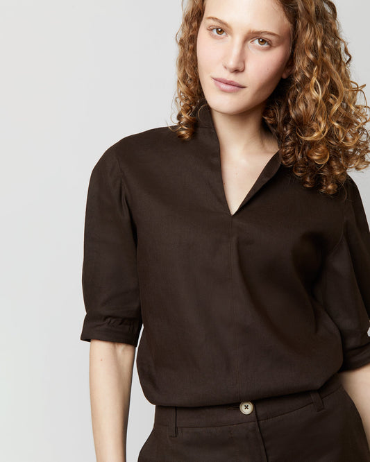 Violetta Top in Chocolate Stretch Cotolino