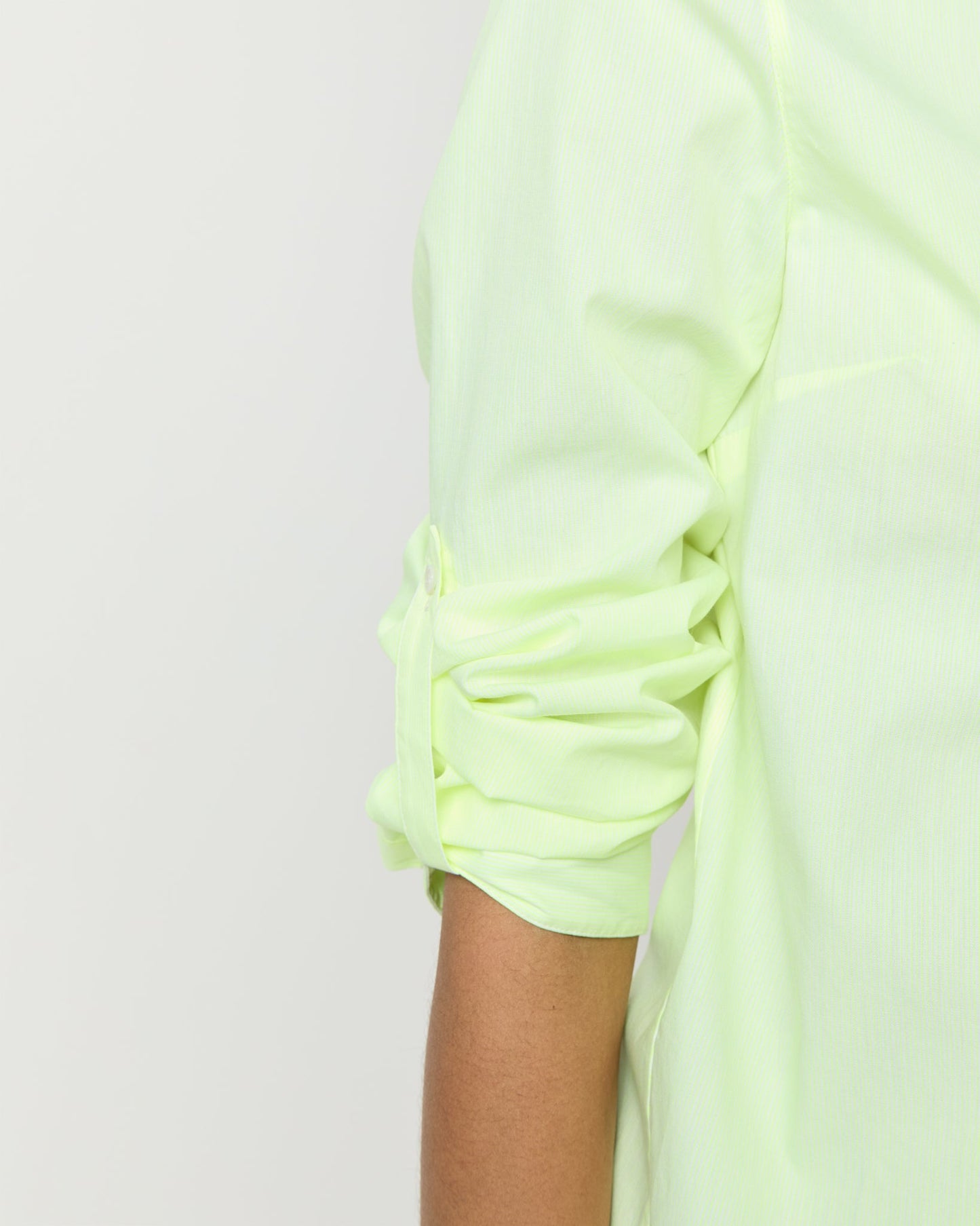 Robin Shirt in Fluo Yellow Hairline Stripe Poplin