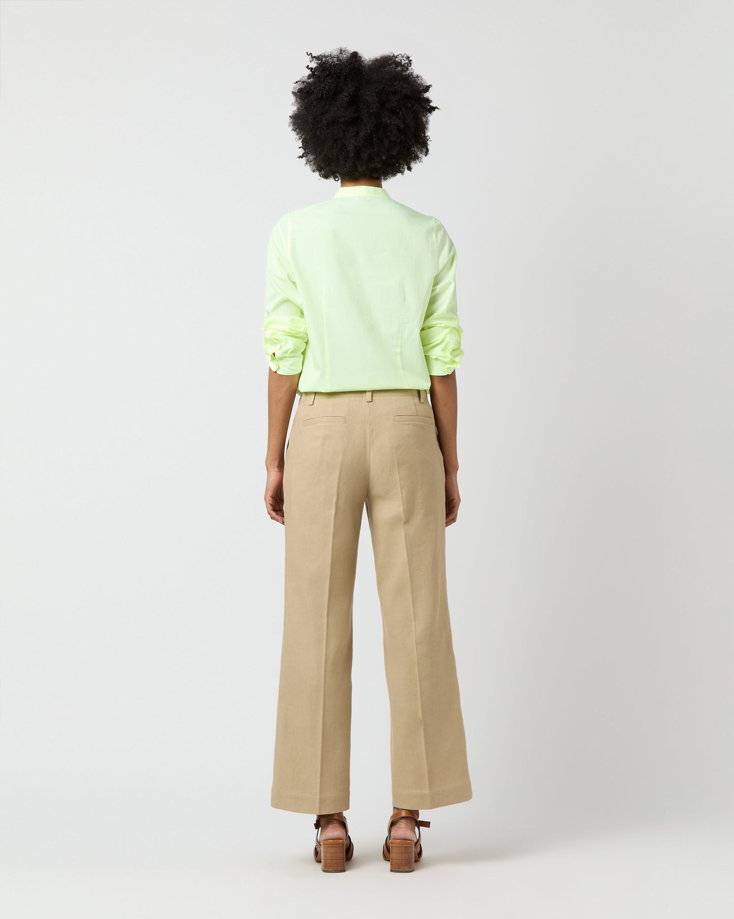 Robin Shirt in Fluo Yellow Hairline Stripe Poplin