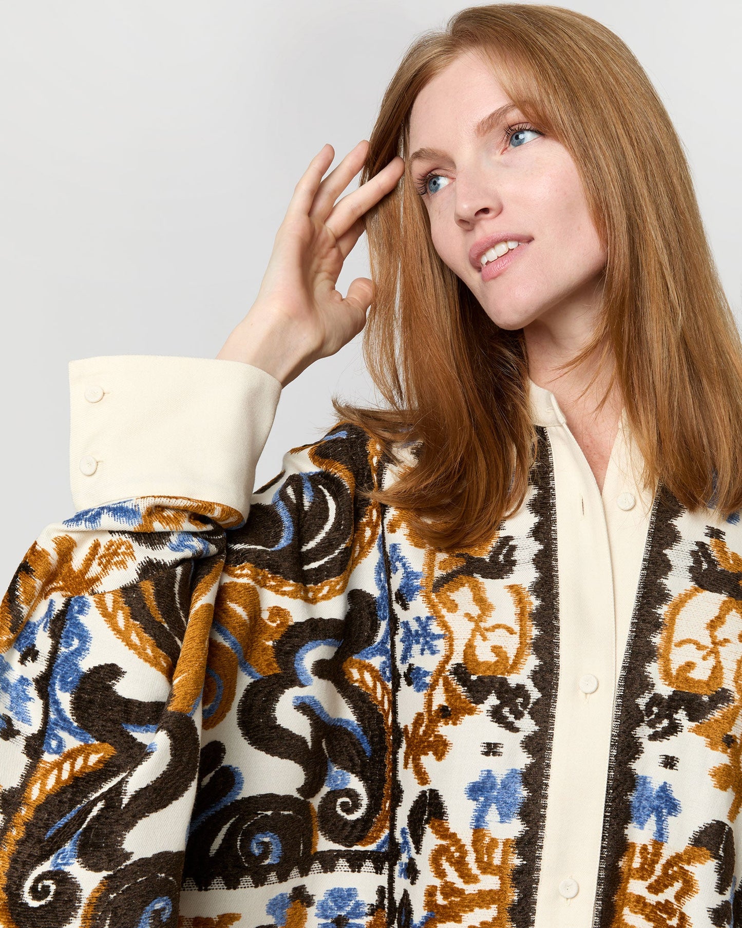 Foulard Jacket in Corsini Cream Jacquard