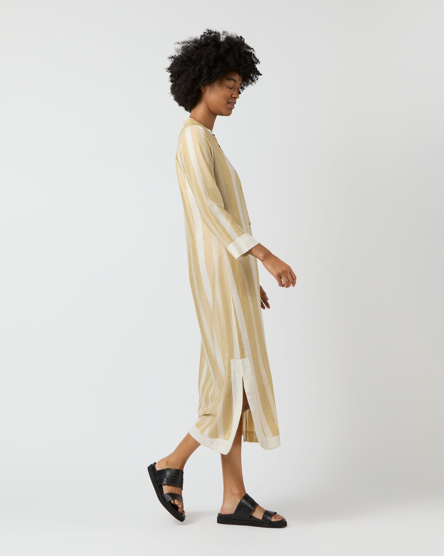 Blue Moon Maxi Dress in Beige/White Stripes