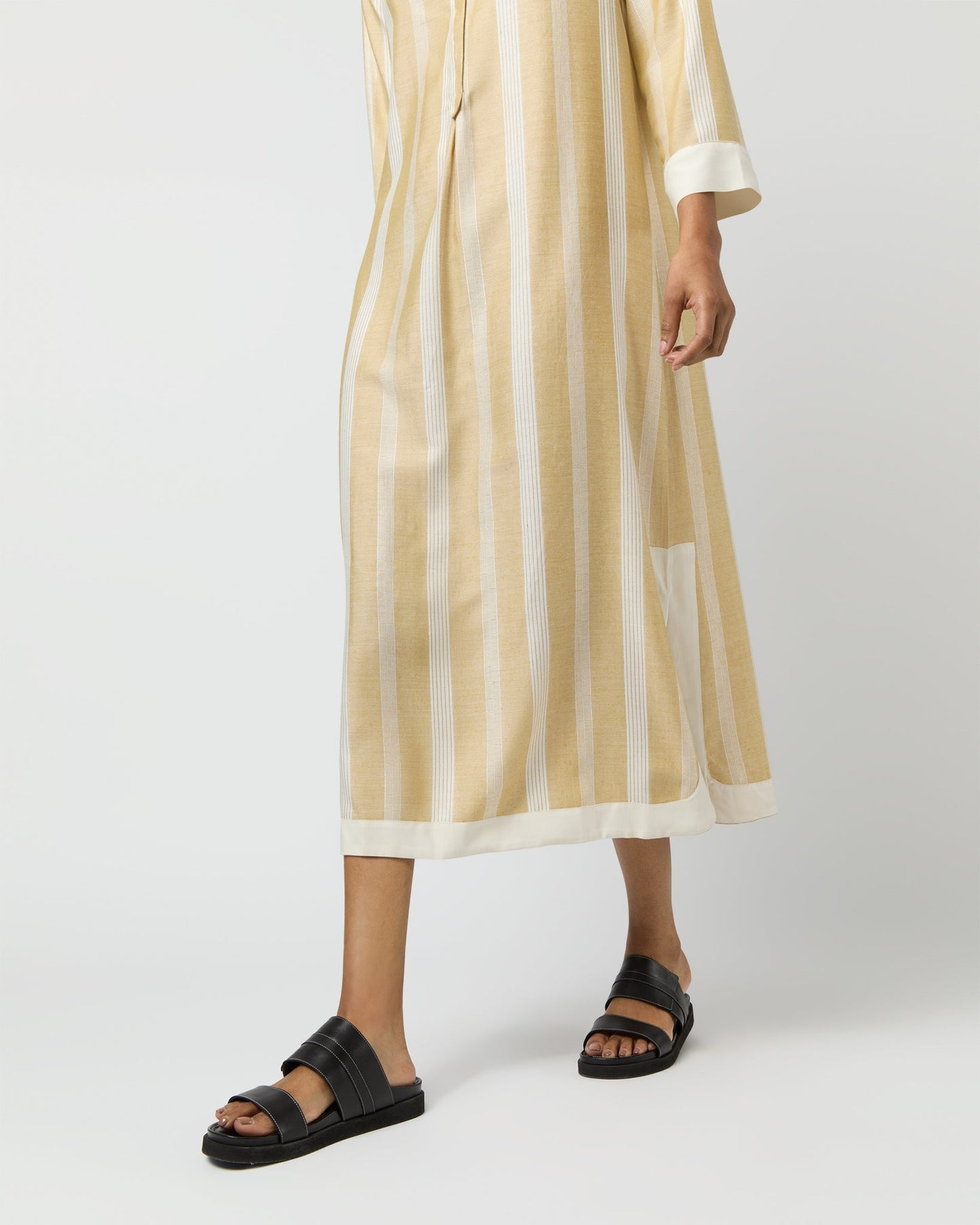 Blue Moon Maxi Dress in Beige/White Stripes