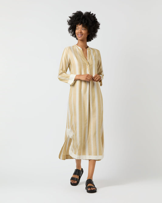 Blue Moon Maxi Dress in Beige/White Stripes