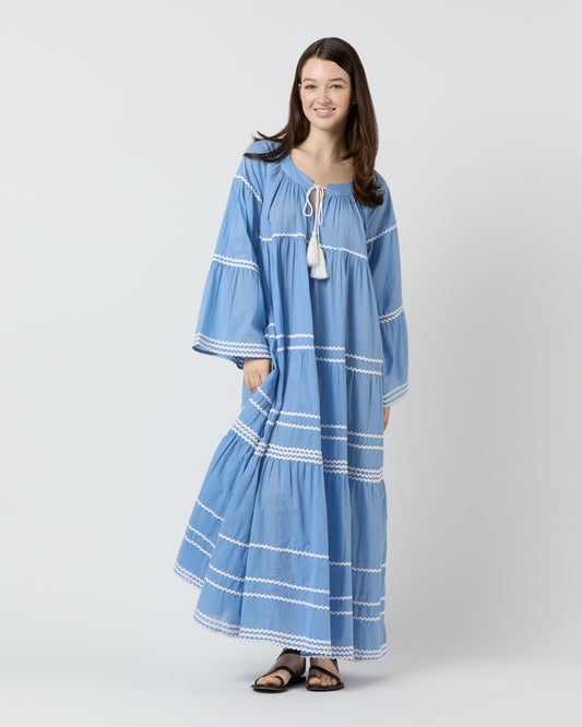 Pina Colada Long Sleeve Dress in Sky Blue