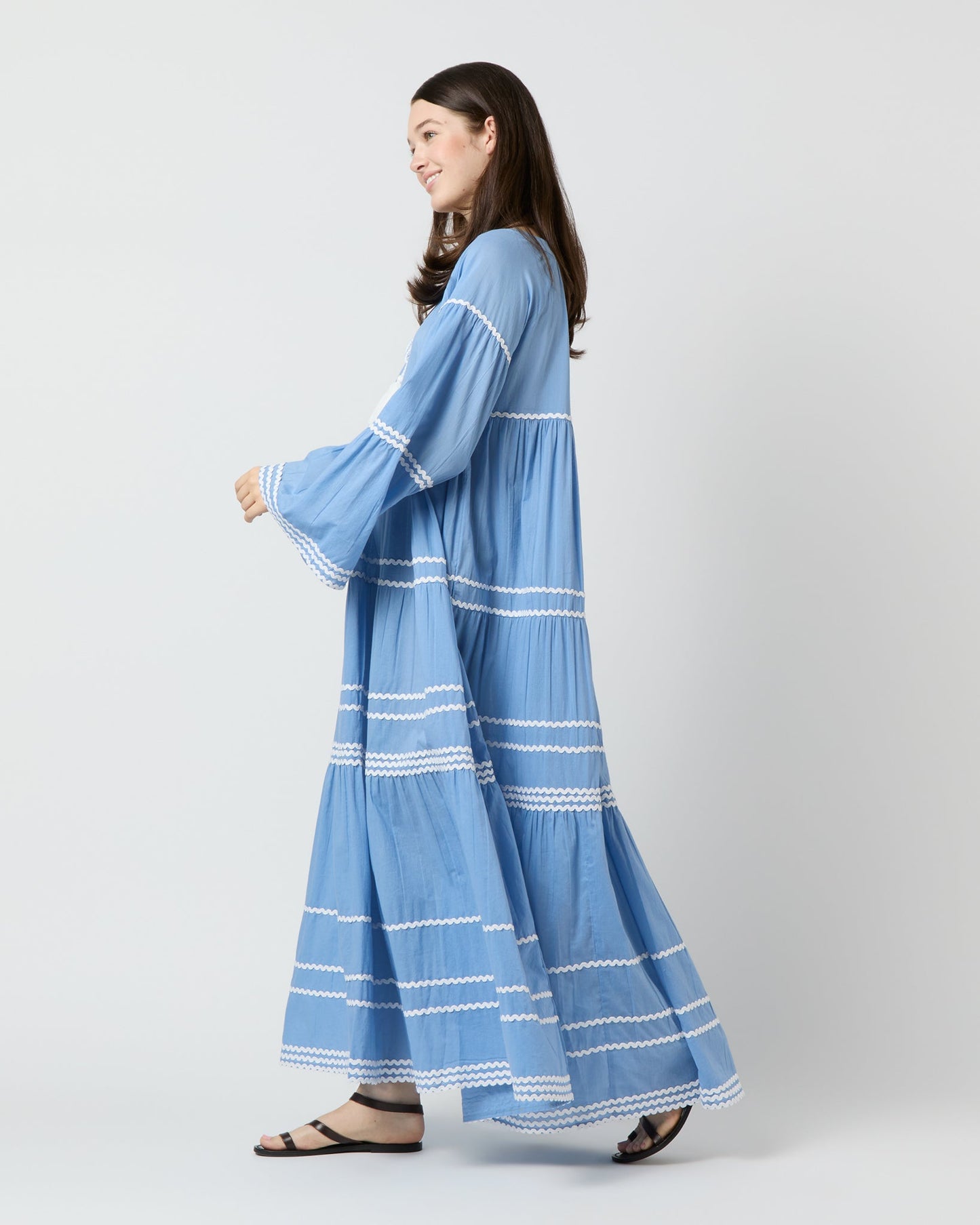 Pina Colada Long Sleeve Dress in Sky Blue