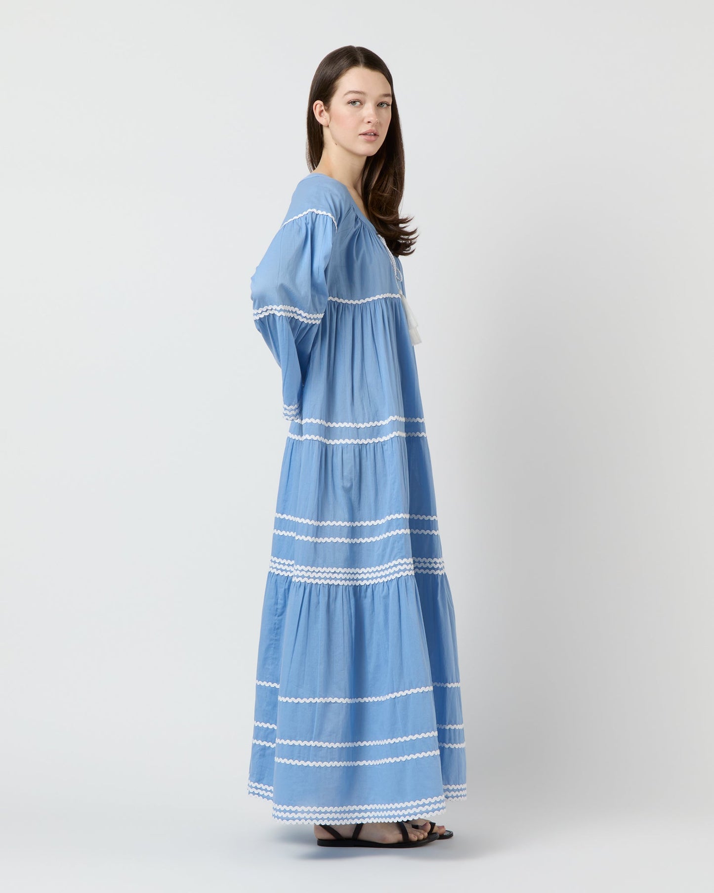 Pina Colada Long Sleeve Dress in Sky Blue