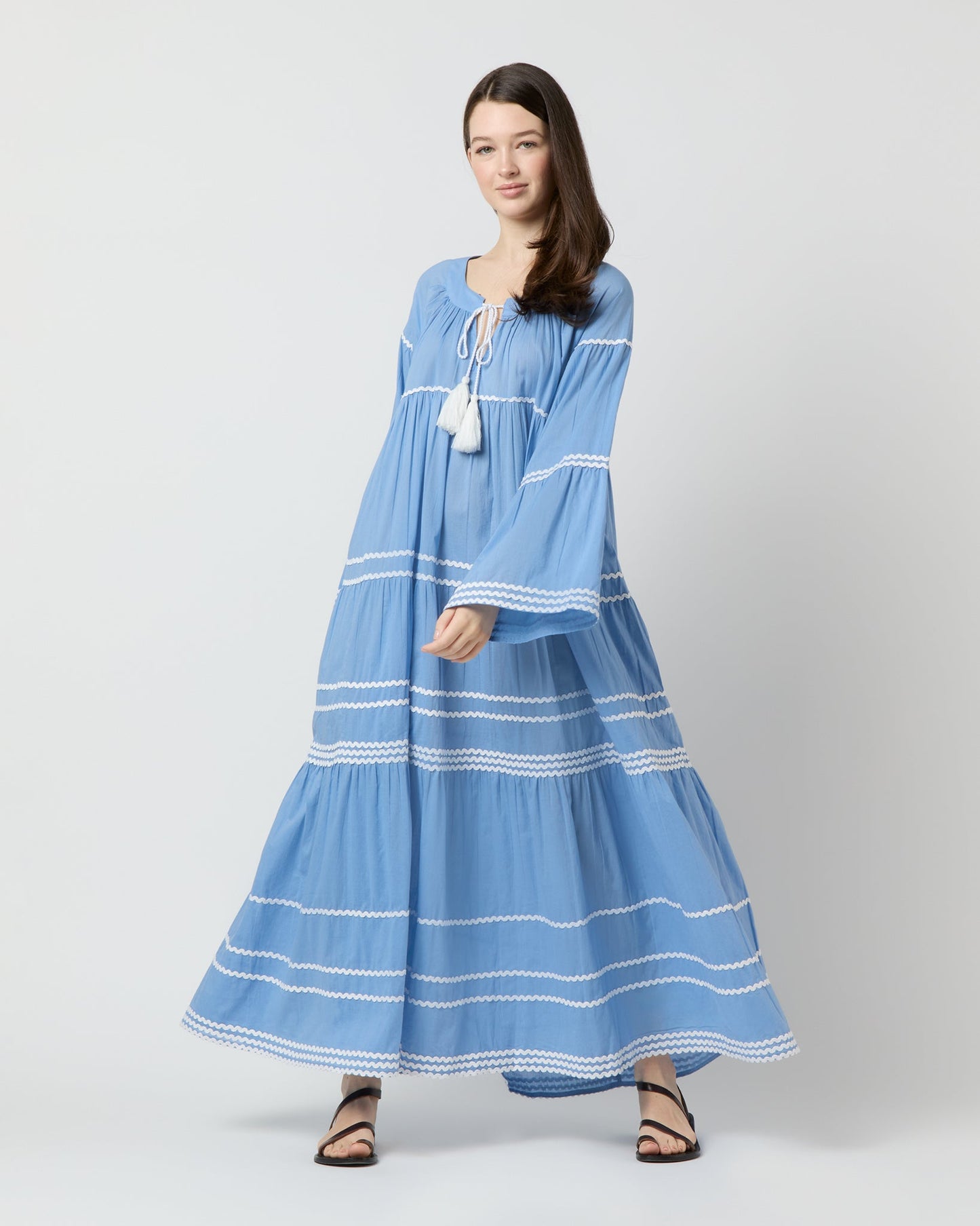 Pina Colada Long Sleeve Dress in Sky Blue