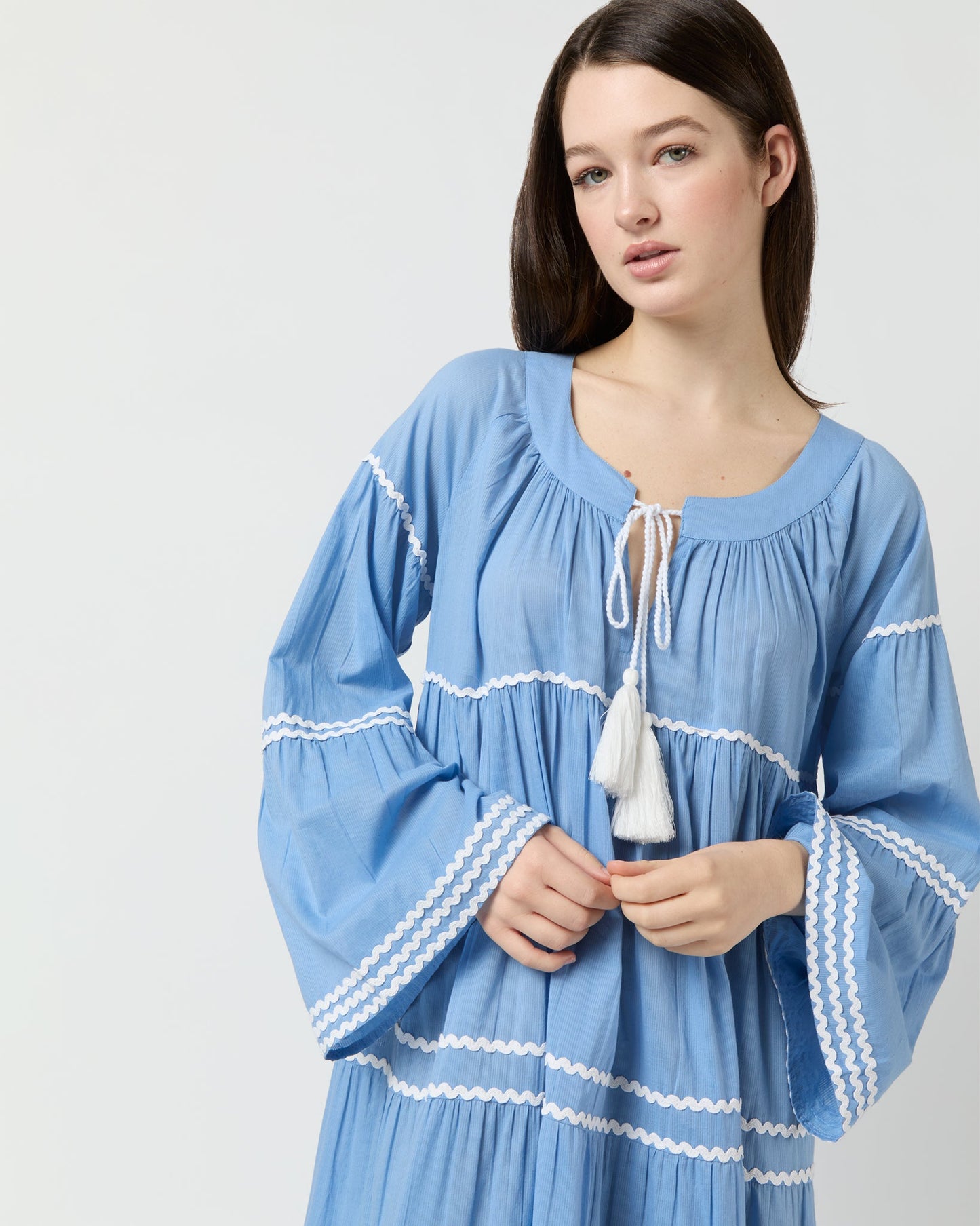 Pina Colada Long Sleeve Dress in Sky Blue