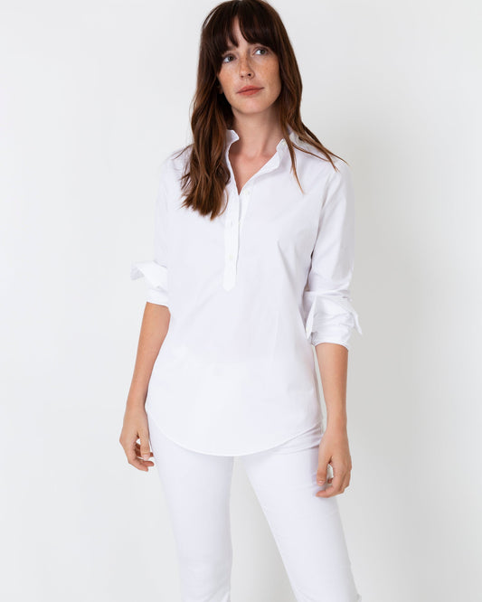 Tomboy Popover Shirt in White Poplin